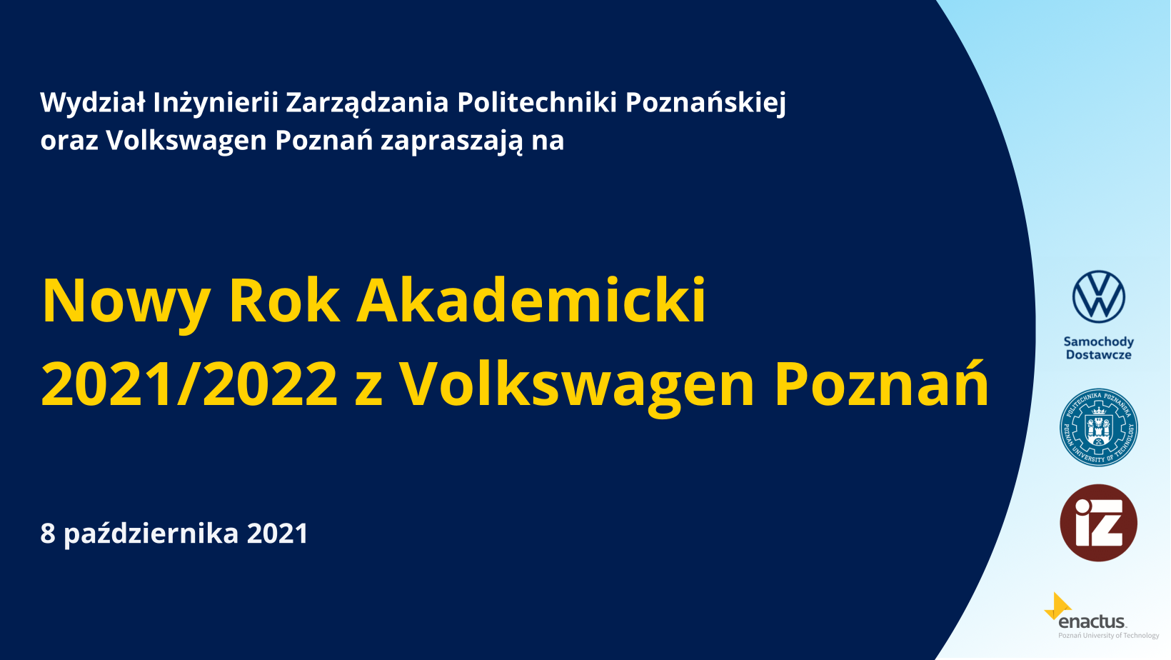 Plakat Nowy rok akademicki 2021/2021 z Volkswagen Poznań