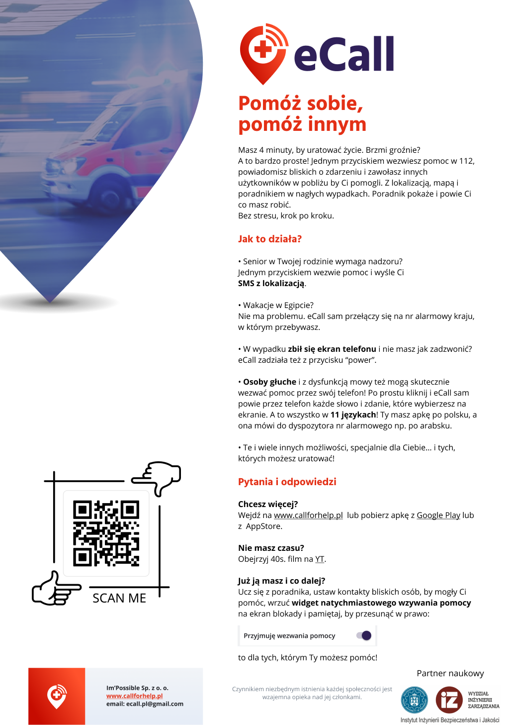 eCall aplikacja - plakat