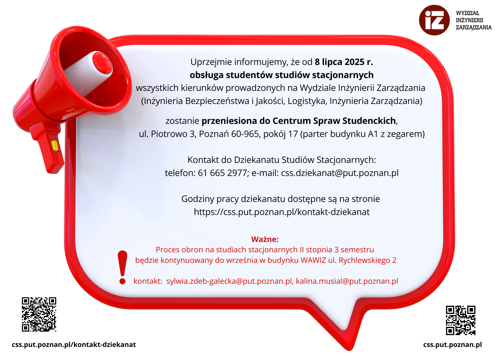 DZIEKANAT WIZ Komunikat