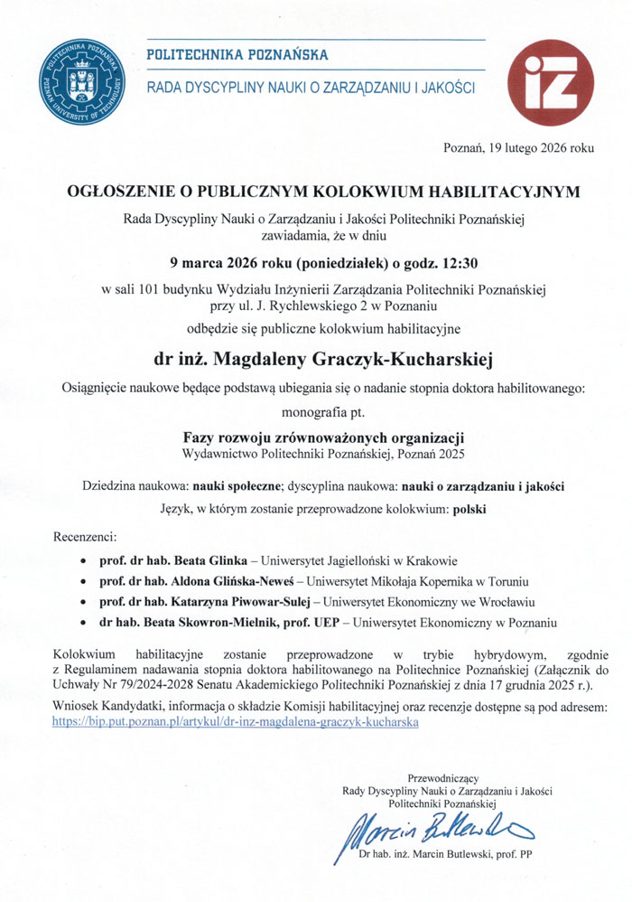 Zdjęcie oficjalnego ogłoszenia o publiycznym kolokwium hablilitacyjnym w pliku pdf