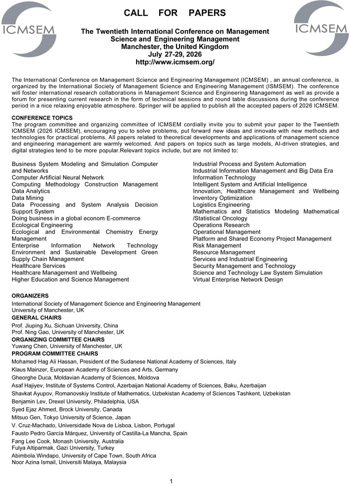 Materiały do konferencji ICMSEM 2026