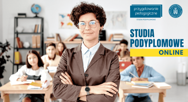 Plakat promujący rekrutację na podyplomowe studia pedagogiczne