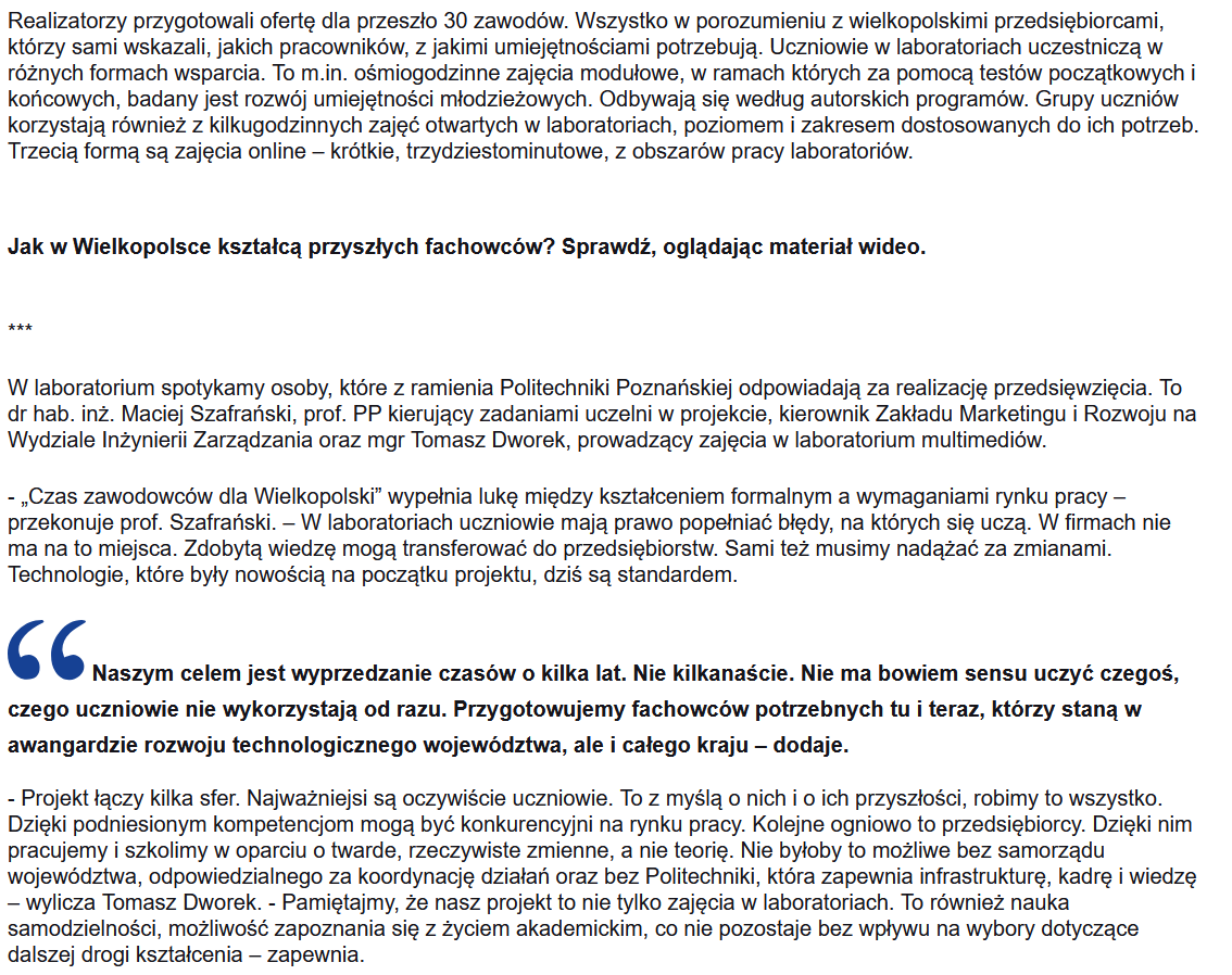 artykuł "Najlepszy czas dla zawodowców" - cz. 3