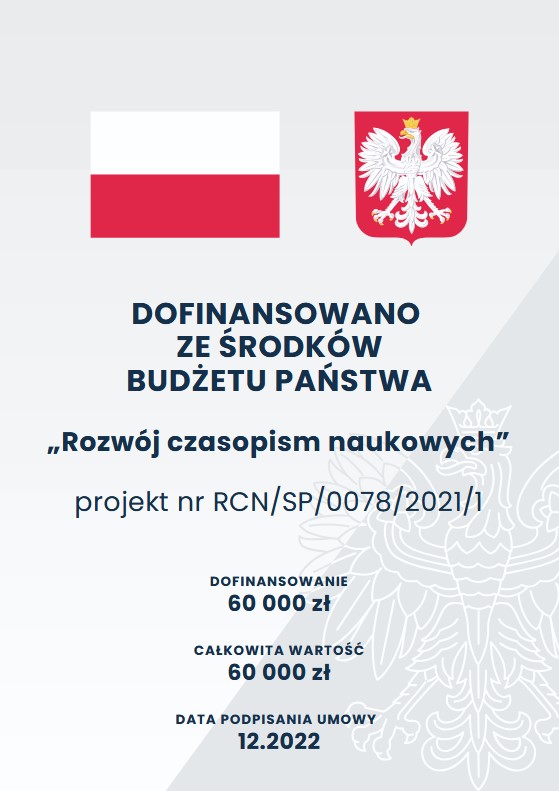 Dofinansowano ze środków budżetu państwa "Rozwój czasopism naukowych"