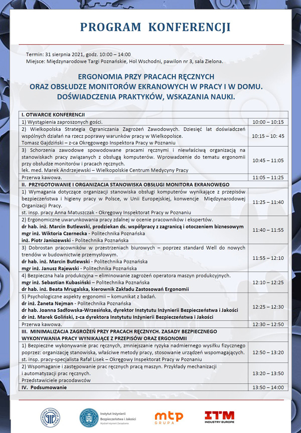 Program konferencji ergonomicznej