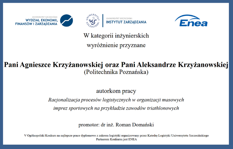 Wyróżnienie dla Agnieszki i Aleksandry Krzyżanowskich