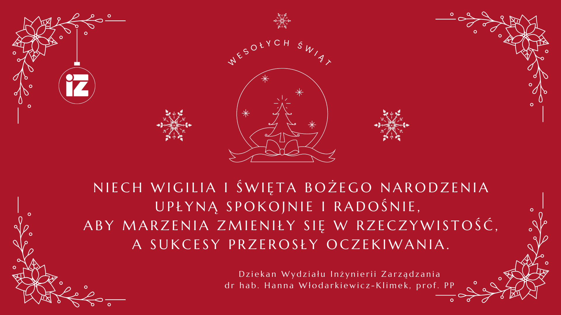 zyczenia swiateczne Dziekan WIZ PP