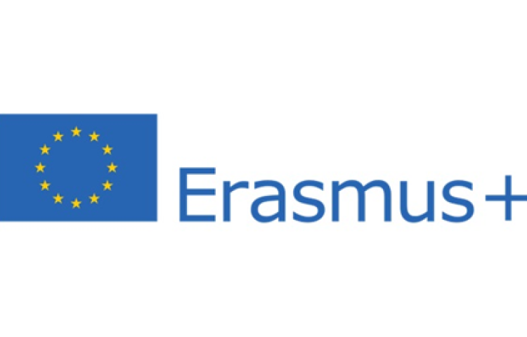 Logo Flaga Unii i napis Erasmus plus