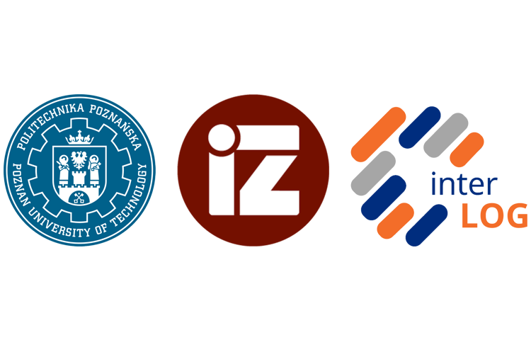 Loga organizatorów konferencji INTERLOG2024. Od lewej logo Politechniki Poznańskiej, logo Wydziału Inżynierii Zarządzania i z prawej logo konferencji InterLOG