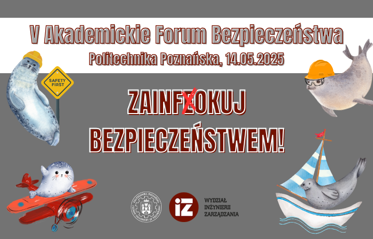 Plakat promujący 5 Akademickie forum bezpieczeństwa "Zainfokuj bezpieczeństwem"