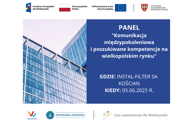 kafelek informujący o panelu "Komunikacja międzypokoleniowa i poszukiwane kompetencje na wielkopolskim rynku""