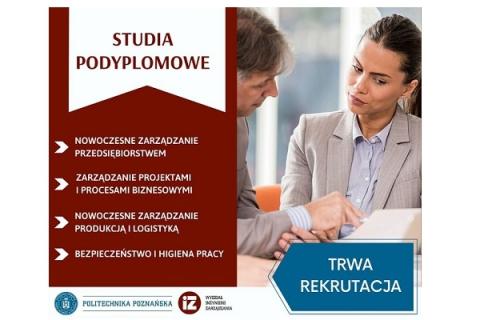 Plakat dotyczący rekrutacji na studia podyplomowe