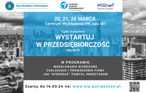 kafelek promujący cykl szkoleń "WYSTARTUJ W PRZEDSIĘBIORCZOŚĆ – III edycja"