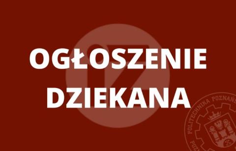 ogłoszenie o godzianch dziekańskich