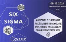 plakat promujący warsztaty z zarządzania jakością i lean'u prowadzone przed dr inż. Kataśkiewicza organizowane przez studenckie koło doskonalenia procesów